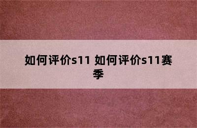 如何评价s11 如何评价s11赛季